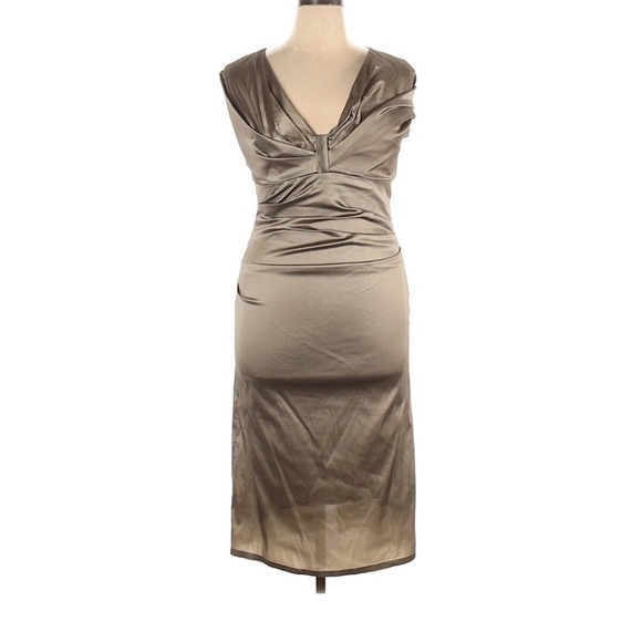 Talbot Runhoff Couture Silk Metallic Ruched Evening Dress Size 44 - Picture 1 of 13